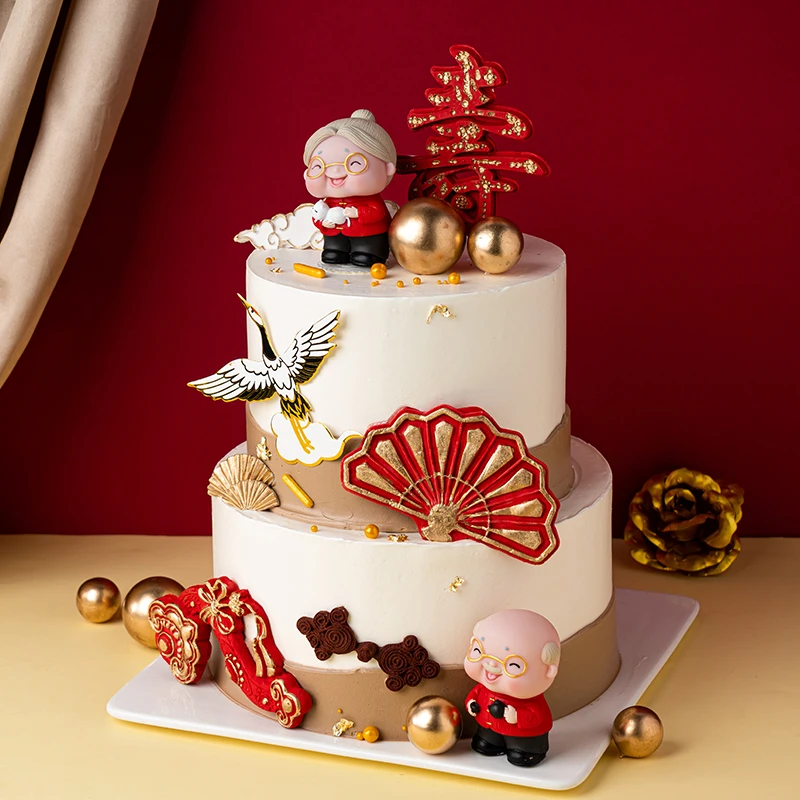 Топпер для торта двойной журавль на день рождения торты выпечки виниловый