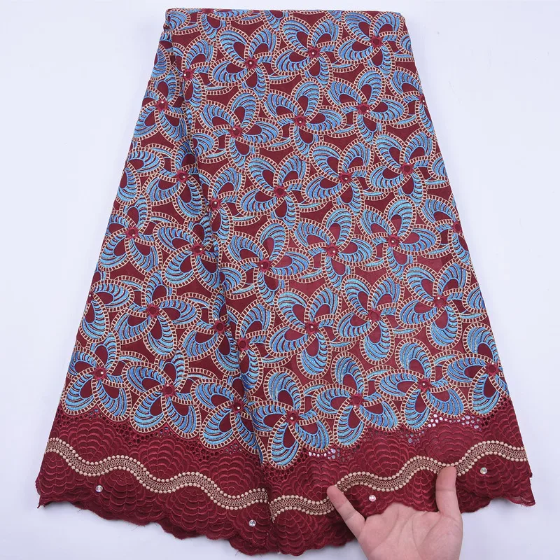 Красное вино Высокое качество вуаль кружевная ткань Африканский Чистый хлопок