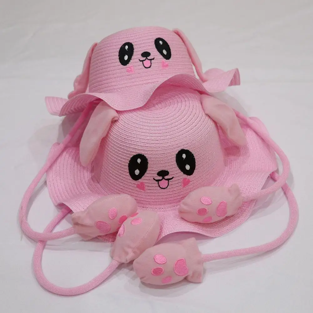 Детская соломенная шляпа милая летняя от солнца с украшением ушей для детей