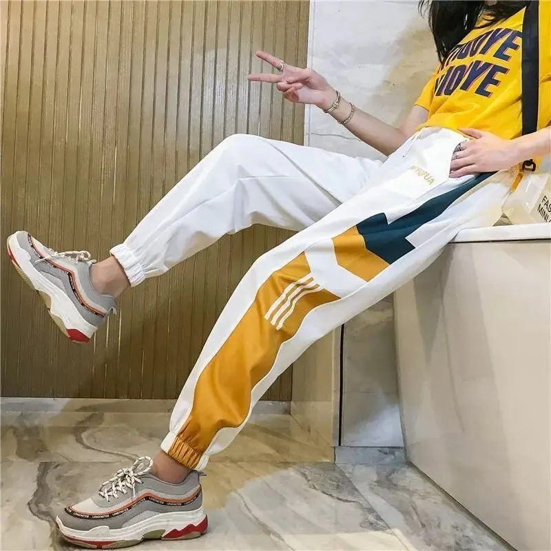 Повседневные брюки-карандаш в стиле пэчворк с высокой талией пряжки ремня брюки