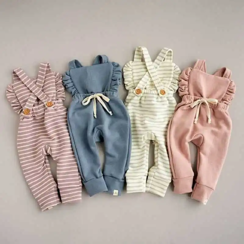 

Pudcoco-Pelele a rayas para niña recién nacida, mono, pantalones de algodón suave, ropa para casa, traje para niños de 0 a 3