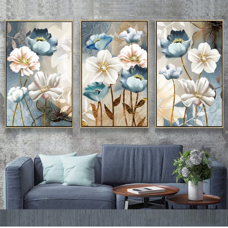 

Canvas Abstract Painting Scandinavian Poster Wall Art Flowers Posters Prints Elegant Poetry Modern Transparent Flower Unframed