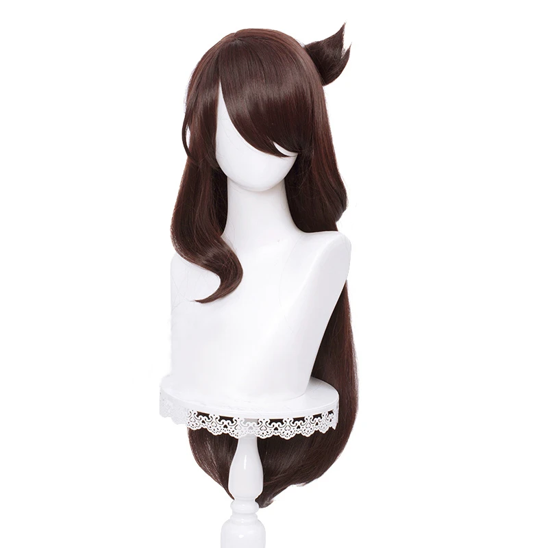 

Genshin Impact Cosplay Beidou Wig Brown Long Straight Bangs Heat Resistant Hair Women Role Play Wigs
