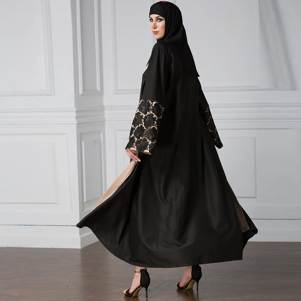 Мусульманское платье абайя, женское шикарное кружевное кимоно с манжетами, кафтан, хиджаб, длинное платье для молитвы от AliExpress RU&CIS NEW