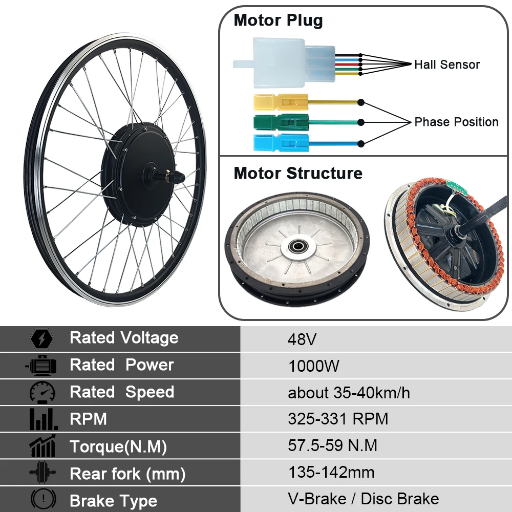 Verkauf 48V 1000W Ebike Conversion Kit 20