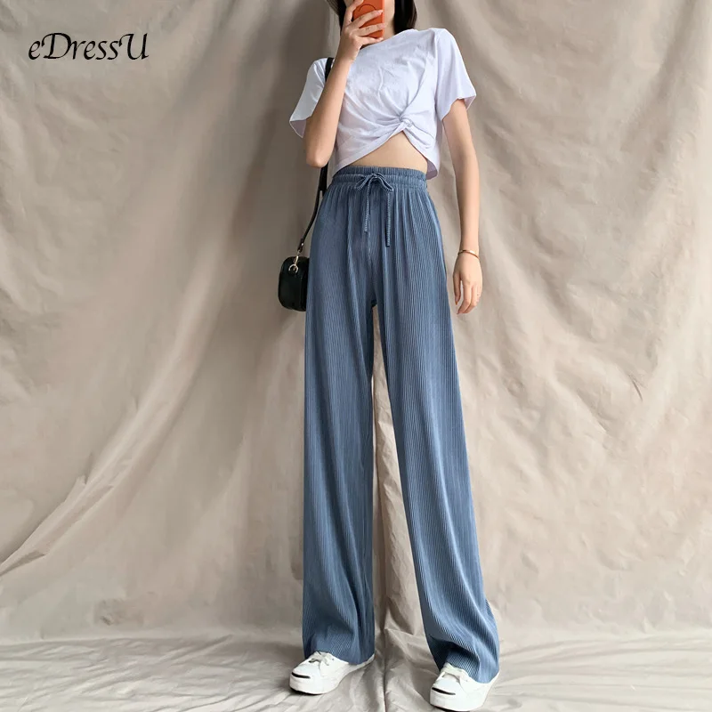 

Длинные женские брюки, повседневные, широкие, длинные, плиссированные, свободные, для отдыха, HQ-W72