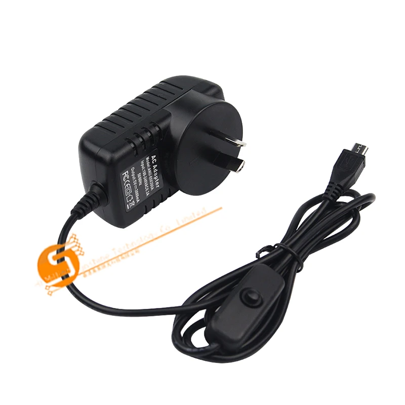 5V 3A Raspberry Pi 3 Power Supply Switch Button Adapter Micro USB Port for Model B | Компьютеры и офис
