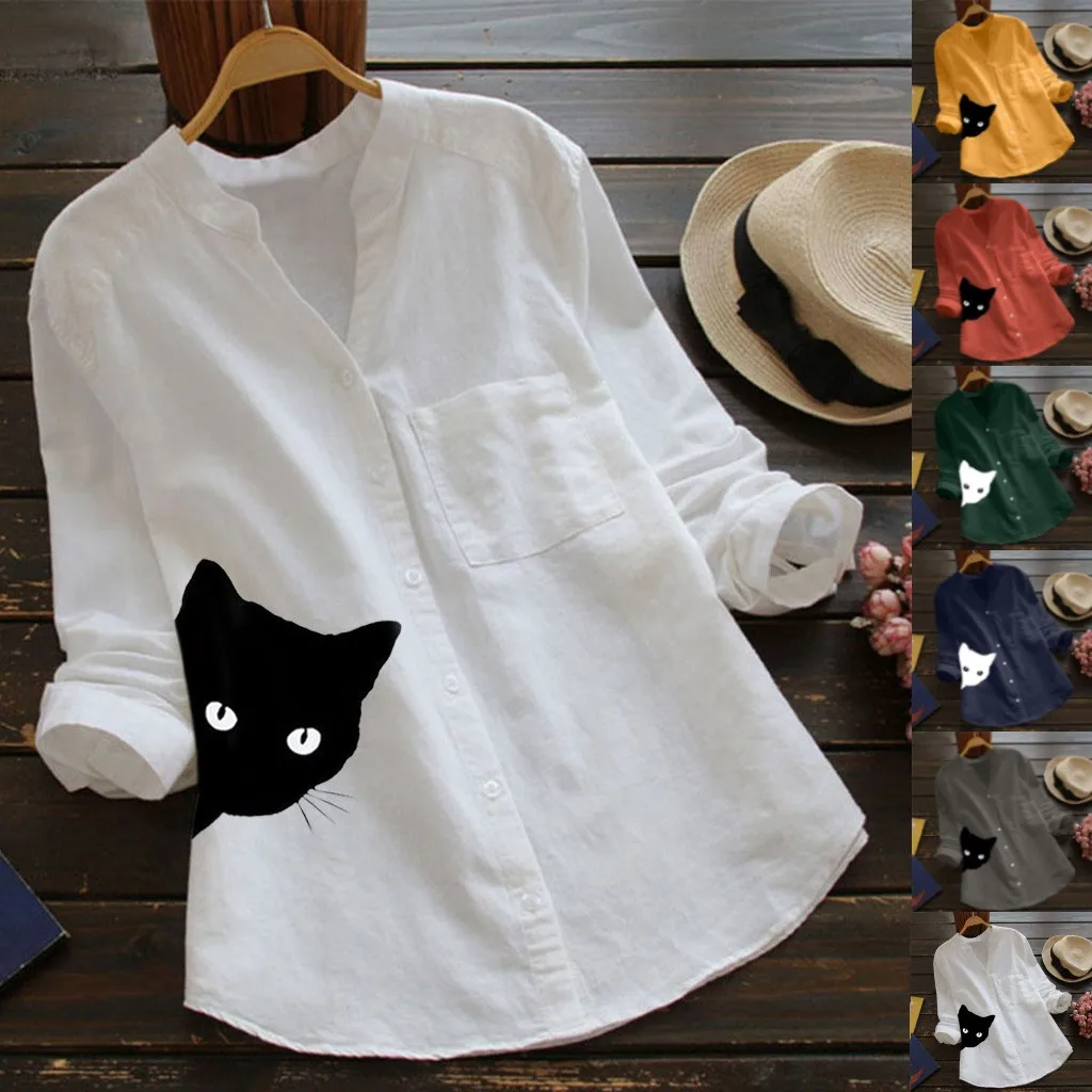 Новый стиль хлопковая и льняная блузка женская Повседневная рубашка с длинным