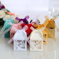 50pcs laser cut mr mrs carriage favor gifts candy boxes with ribbon baby shower wedding favors and gifts wedding party supplies