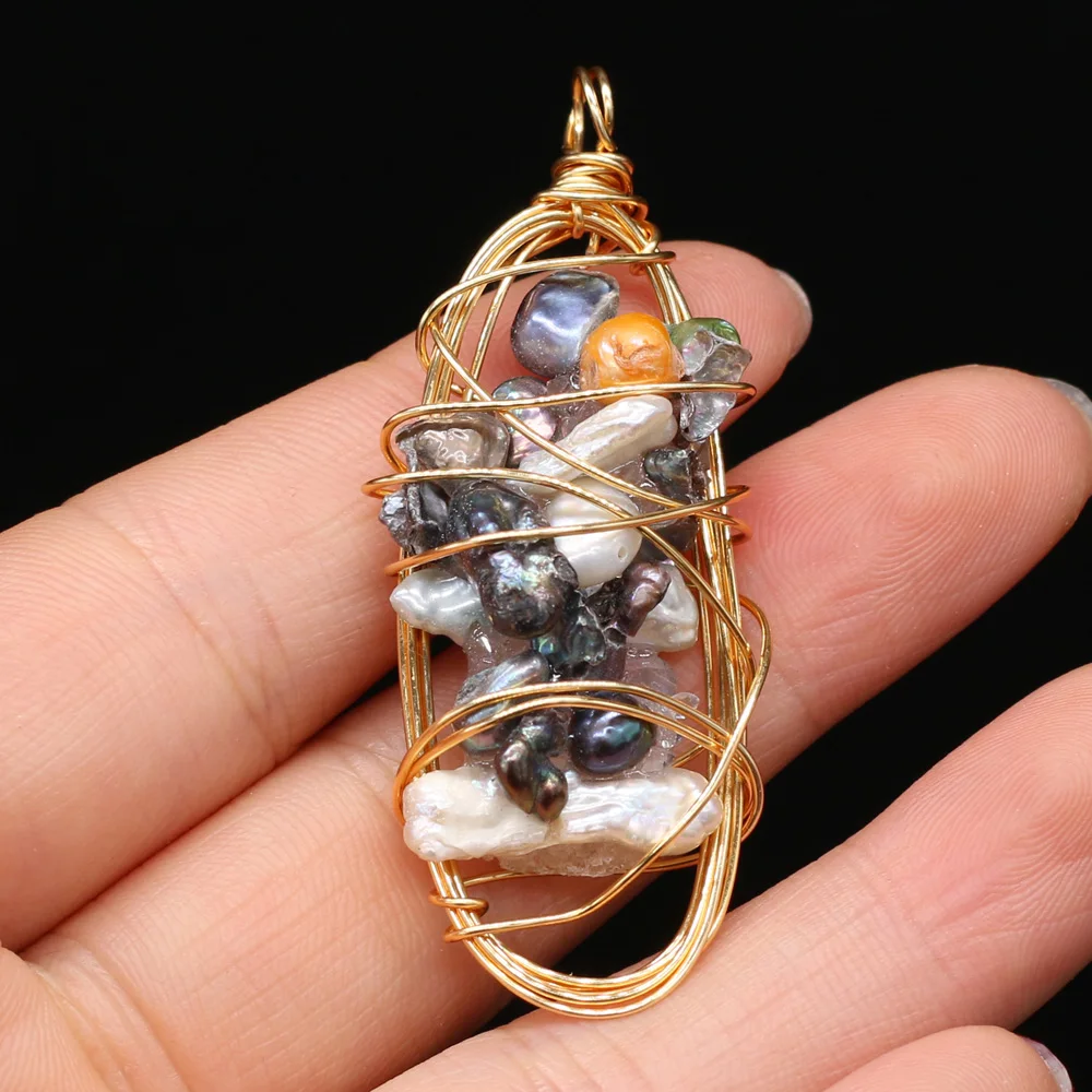 

Natural Stone Pendant Irregular Oval Winding Pearl Charms For DIY Necklace Earrings Ghost Horse Fairy Jewelry 20x40mm
