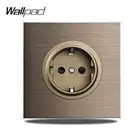 Настенная розетка Wallpad L6 EU, электрическая розетка Schuko, коричневая матовая алюминиевая панель, 86*86 мм