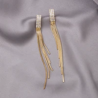 2021 new long crystal tassel gold color dangle earrings for women wedding drop earring fashion jewelry gifts
