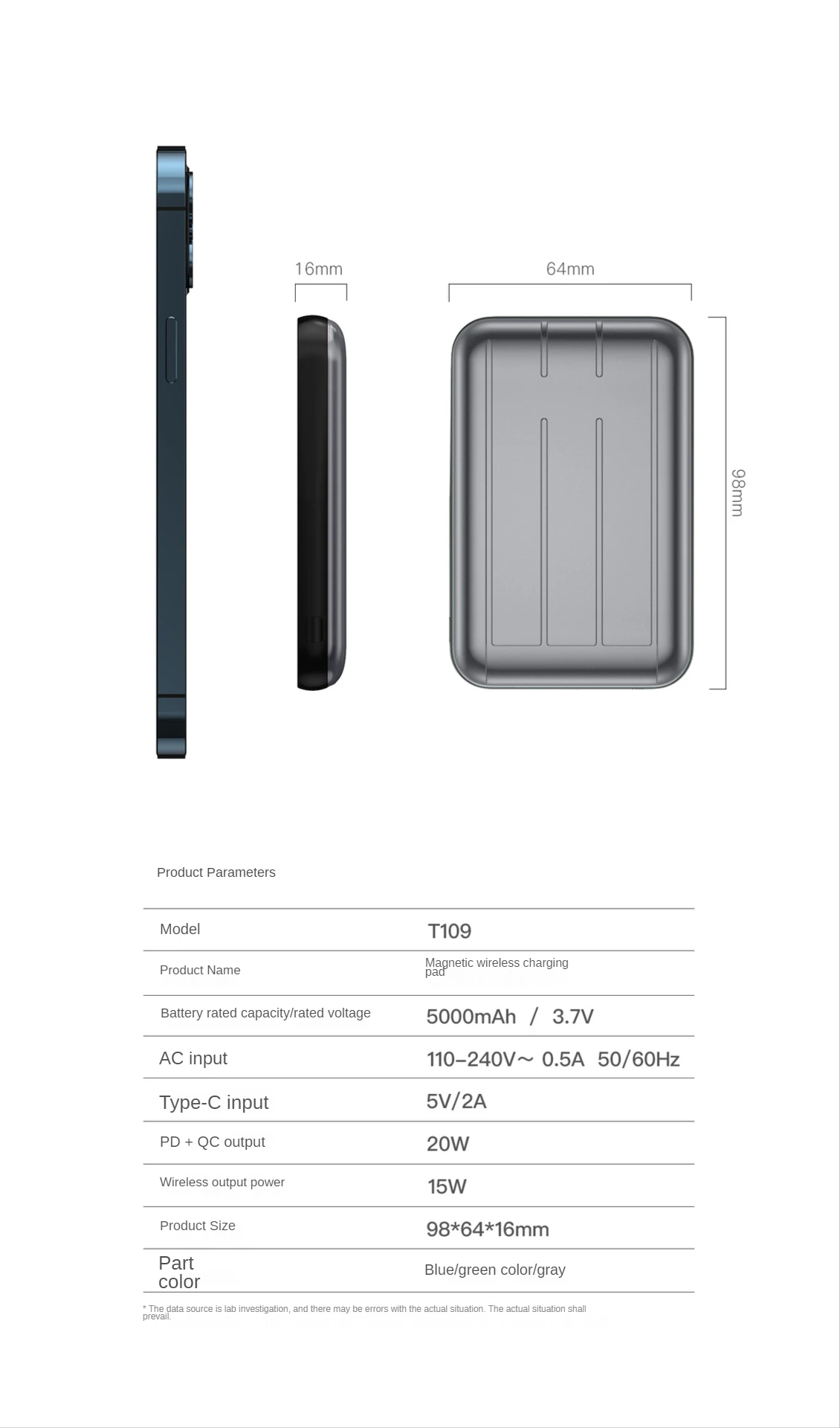 

Wireless charging treasure, ultra-thin magnet magnetic wireless mobile power supply, suitable for the iphone 12 12pro Max12mini