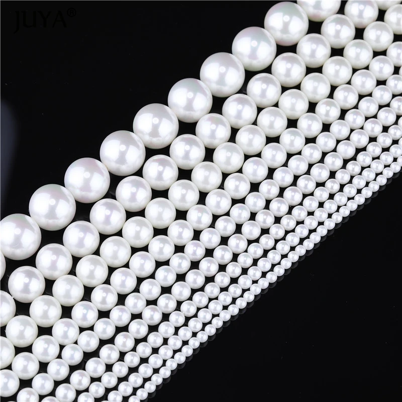 Juya Мода 9 размер круглая белая жемчужина бусины для изготовления украшений