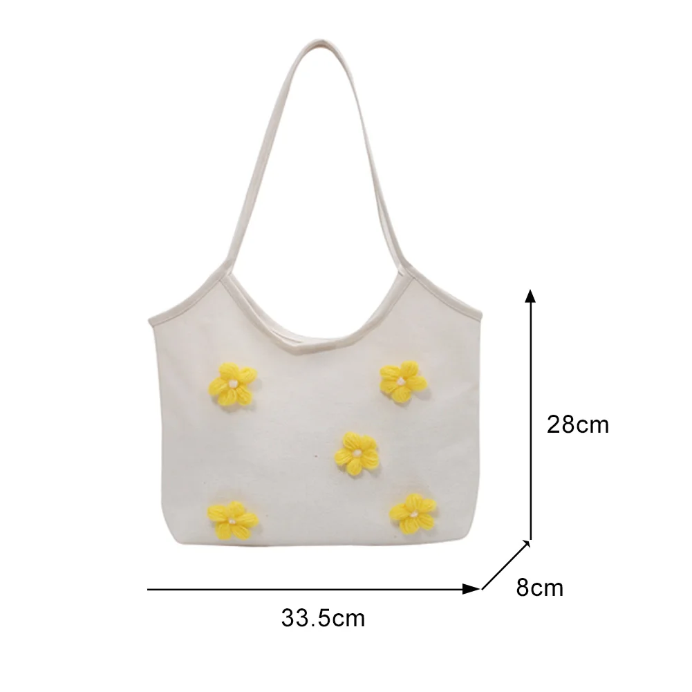 

Fashion Women Flowers Canvas Shoulder Shopping Bag Casual Ladies Large Capacity Tote Handbags Elegant Lady Square Bags Hot Sale