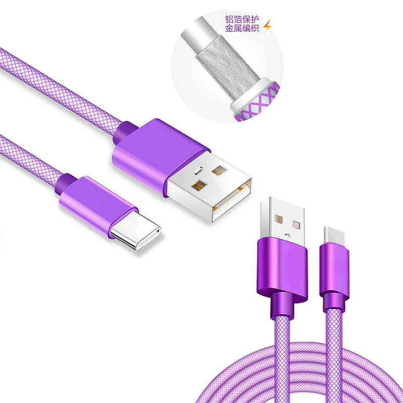 100 шт. 1 м micro 5pin/ios 8pin/Type C текстильный плетеный usb кабель для передачи данных с