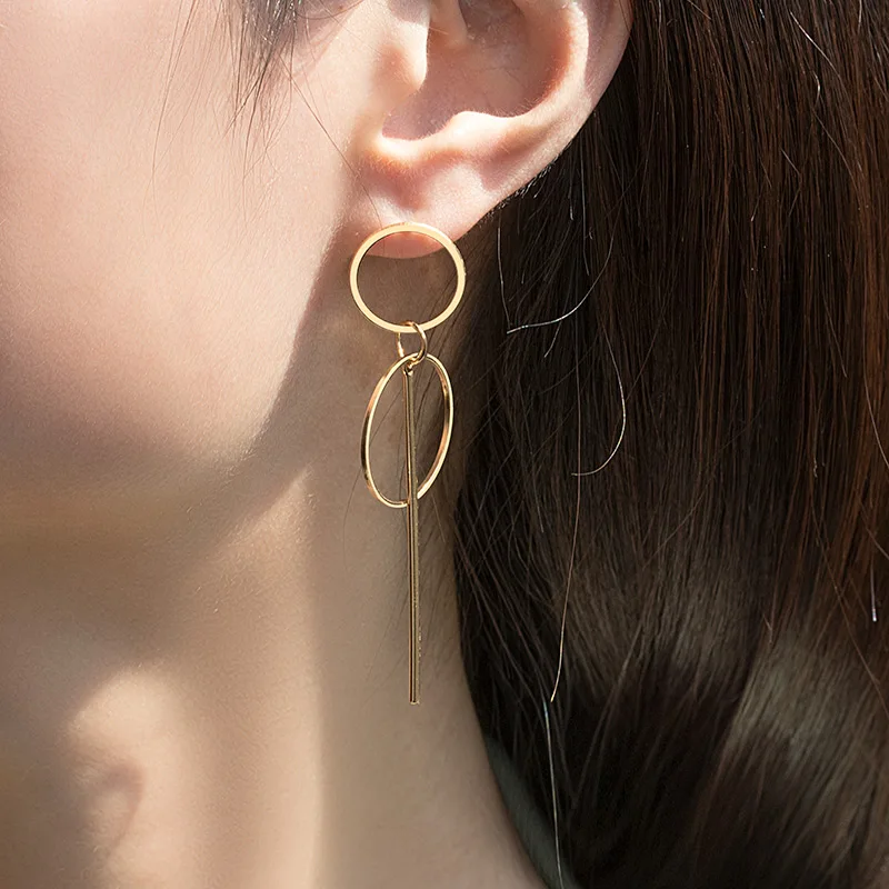 Серьги женские акриловые винтажные геометрические золотые 2019 | Украшения и