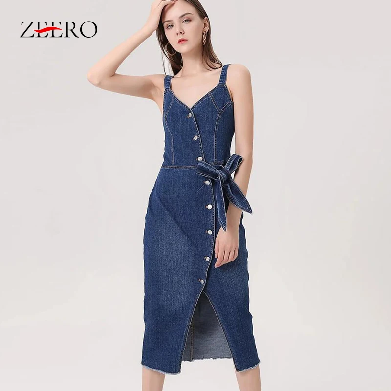 2019 летнее женское джинсовое платье Элегантное праздничное с бантом на поясе