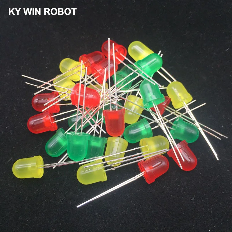 30pcs 8mm LED diode Light Assorted Kit DIY LEDs Set Yellow Red Green electronic diy kit Hot sale