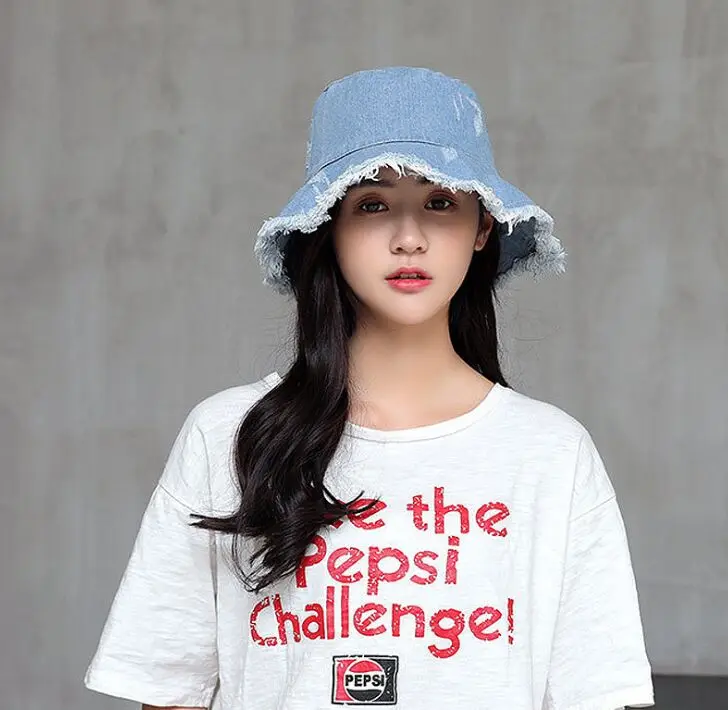 Новинка модная женская Повседневная шляпа в рыбацком стиле ВИНТАЖНАЯ ДЖИНСОВАЯ