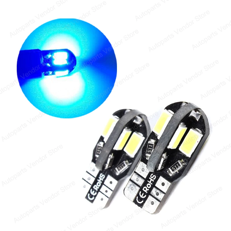 

10Pcs Blue T10 W5W 5630 8SMD LED Canbus Error Free Car Bulbs 168 194 2825 Clearance Lamps License Plate Reading Lights 12V