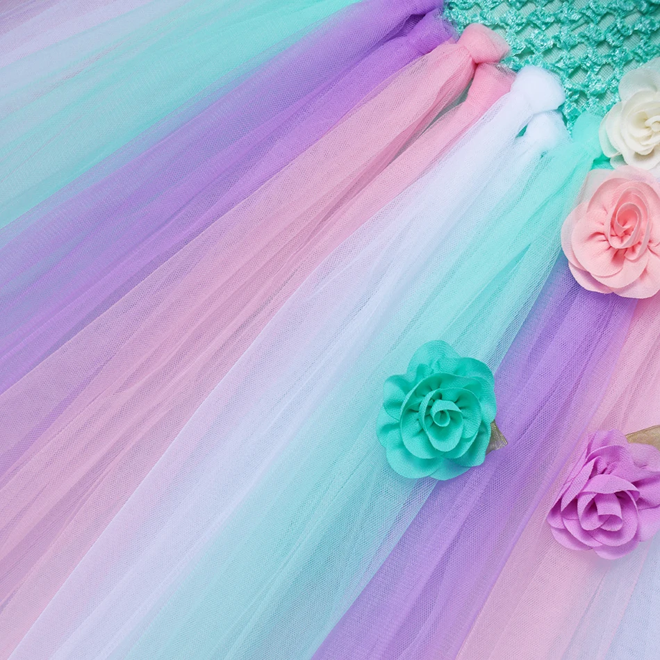 Платье с единорогом платье-пачка для дня рождения девочек платье вязаный Топ