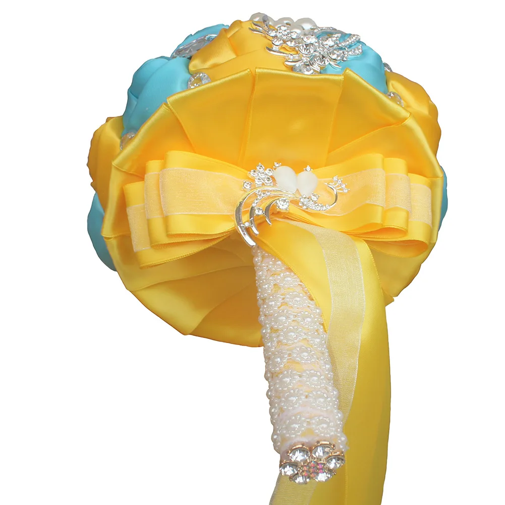 Высококачественная Золотая Роза искусственные цветы букет с кристальным