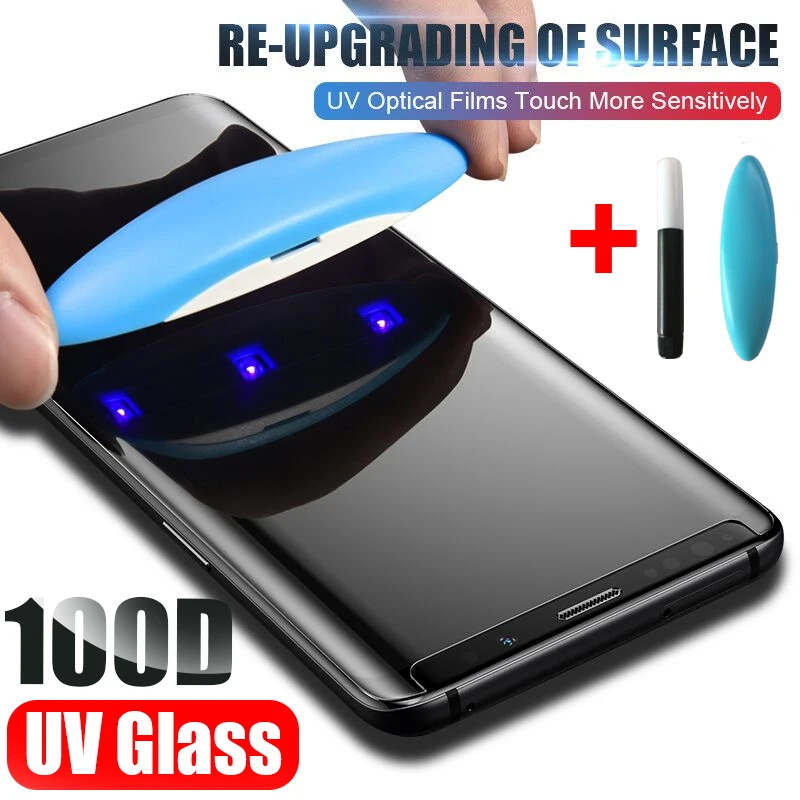 Закаленное УФ стекло для Samsung Galaxy S20 Защитная пленка экрана S10 S9 S8 Note 10 8 9 Plus