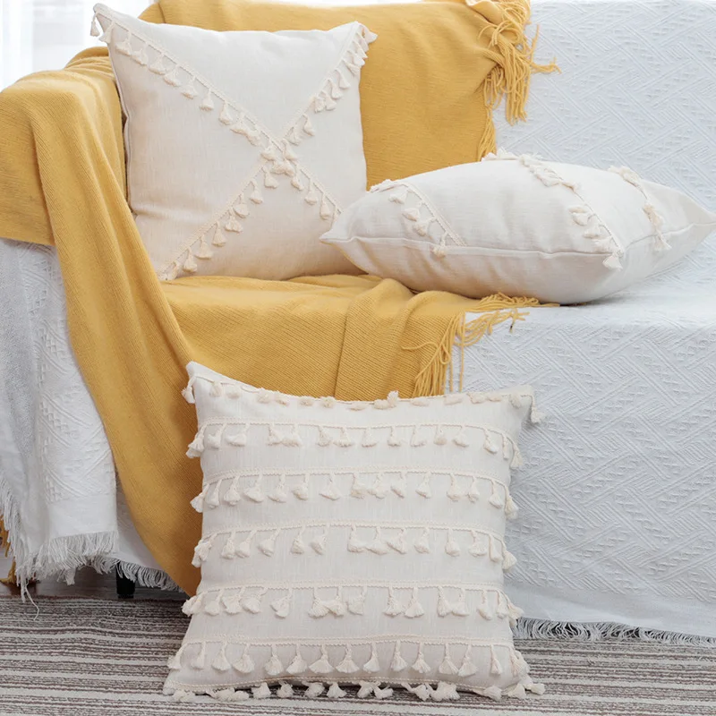 

Pillow Casees Patchwork Cushion Cover with Tassel Eco-friendly Fabric for Pillow Case Sofa Cushion Bed Cushion China Cotton