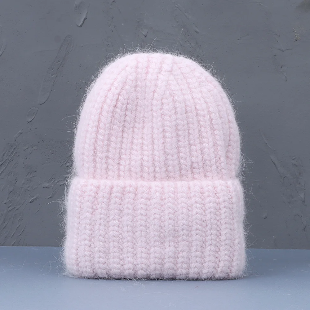 

Новинка 2021, модная женская шапка, мешковатая шапка, облегающие шапки, женские вязаные зимние шапки из кроличьего меха, мягкая кашемировая Вя...