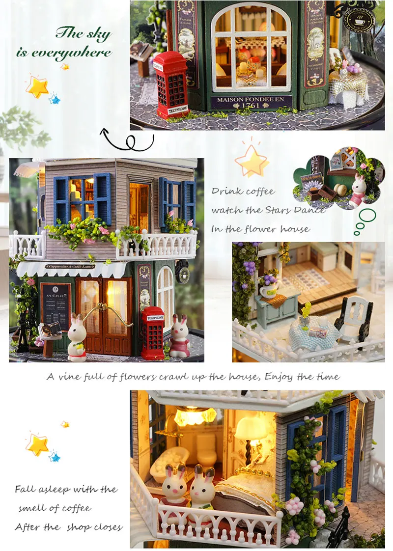 Roombox DIY Миниатюрный Музыкальный кукольный домик с деревянная мебель для дома С Пылезащитным покрытием детские игрушки Классический Рождественский подарок на день рождения