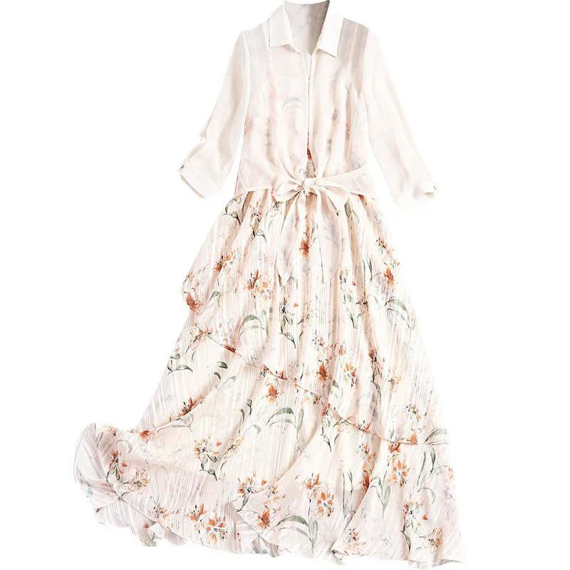 

2020 Spring Summer Apricot 2 Piece Set Woman Spaghetti Strap Dress+Lace up Cardigan Thin Coat Chiffon 2 Pcs Set Woman Suits