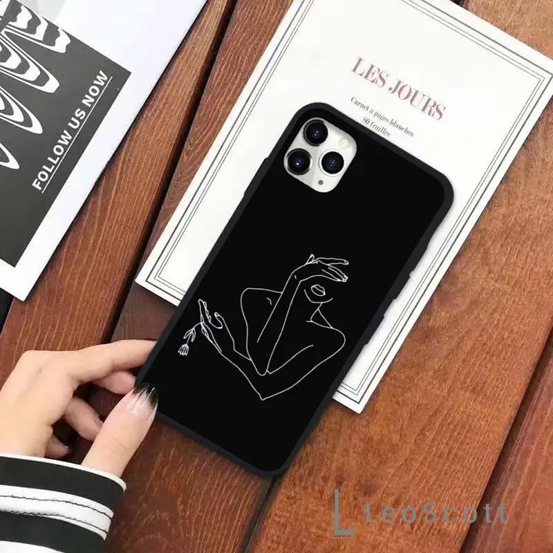 

Elegant Beauty Curved Line Phone Case for iPhone 11 12 pro XS MAX 8 7 6 6S Plus X 5S SE 2020 XR Soft silicone