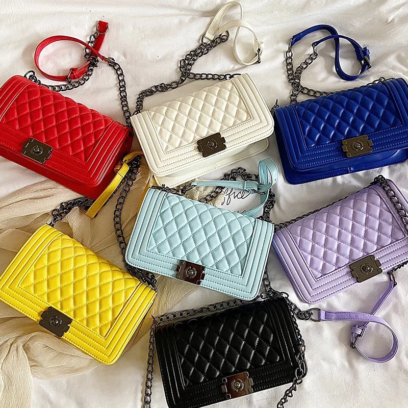 

Luxury Brand Designer Femal Chain Shoulder Bag V-Line Lingge Women PU LeatherCrossbody Bags Lock Handbag Messenger Bag 9 Colors
