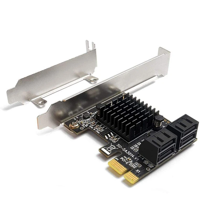 PcIe SATA карта 4 порта Плата расширения контроллера с низкопрофильным кронштейном