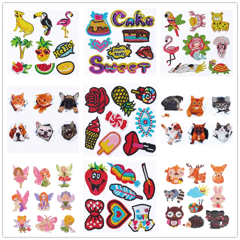 

5D DIY Kids Animal Diamond Painting Stickers Beginner Diamond Painting Kits Digital Diamond Paint by Number for Children