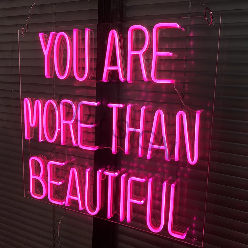

HDJSign led neon sign you are more than beautiful room phrase Transparen acrylic flex warm light Custom home wall hanging decor