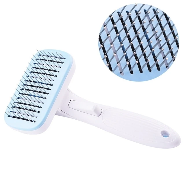 thick needle Щетка для волос для собак, щетка для ухода за домашними животными, телескопическая игольчатая расческа, автоматическая щетка для удаления волос, гребень для кошек собак - Цвет: thick needle