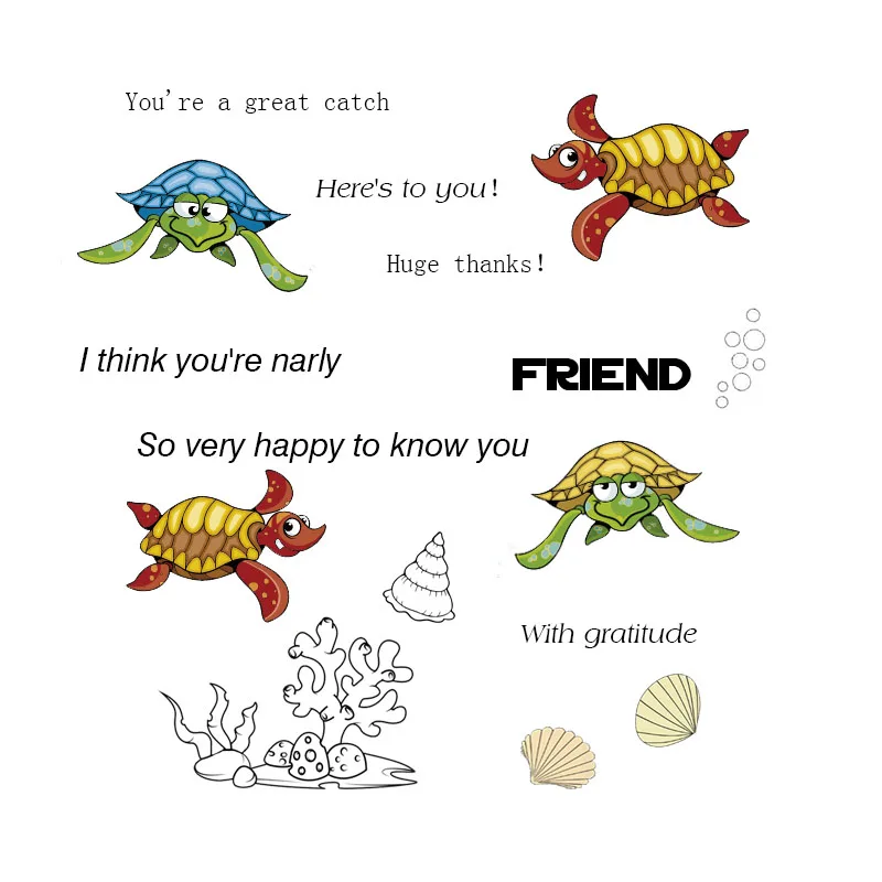 Прозрачные штампы AZSG в виде морской черепахи для скрапбукинга сделай сам