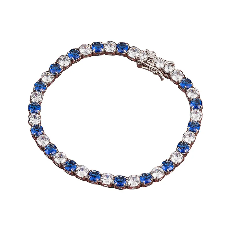 

ARIGAYA 925 sterling Silver With 4mm Created Tanzanite Moissanite Diamond Tennis Bracelet Women Wedding Fine Jewelry Wholesale