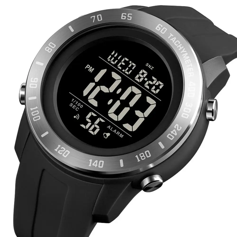 SKMEI Модные светодиодный цифровые часы Для мужчин Водонепроницаемый Дата Военная