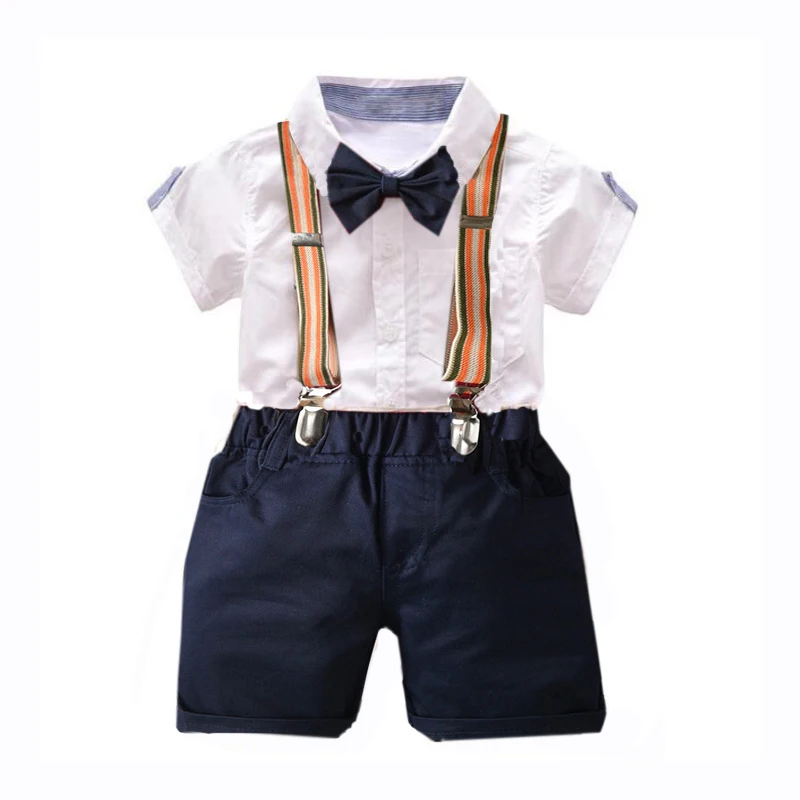 Одежда для малышей мальчиков летний хлопковый официальный комплект рубашка +