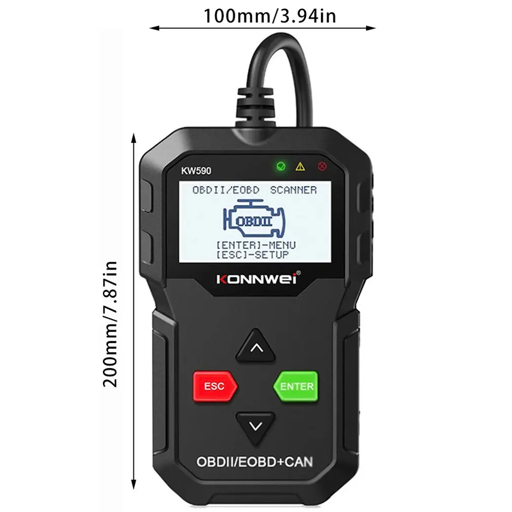 

KW590 OBDII/EOBD Scanner Car Code Reader Car Diagnostic Scan Tool With Easy-to-Read LCD Display Portable Bag