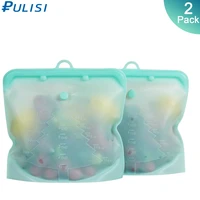 2pack silicone food bag 1500ml 1000ml 500ml leakproof containers reusable fresh bag food storage bag freezer bag snack