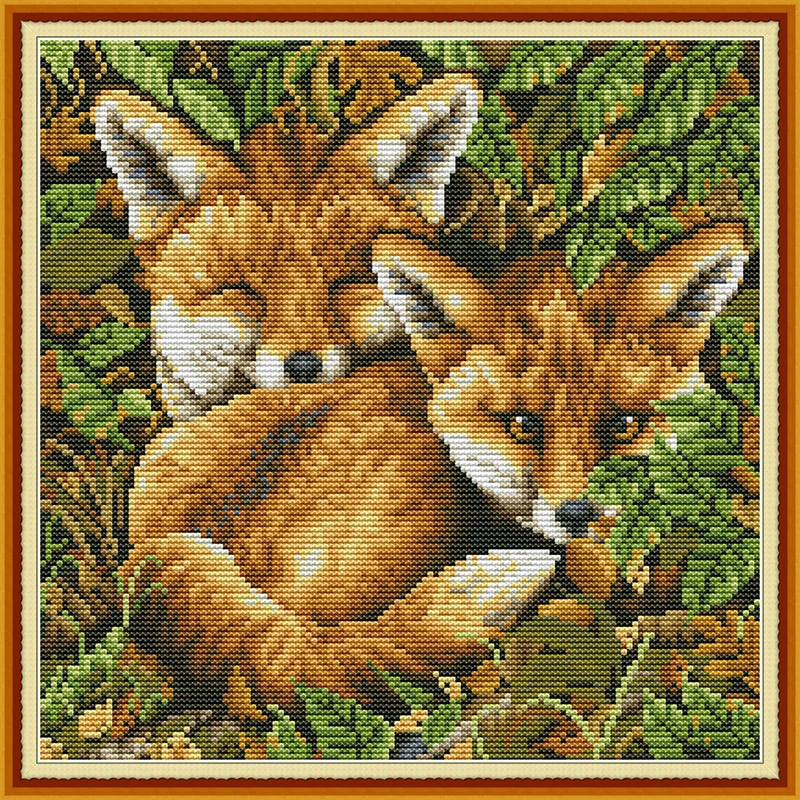 

Everlasting Love Two Fox 2 Chinese Cross Stitch Kits Ecological Cotton Printed 11CT 14CT DIY Christmas Decorations For Home Gift