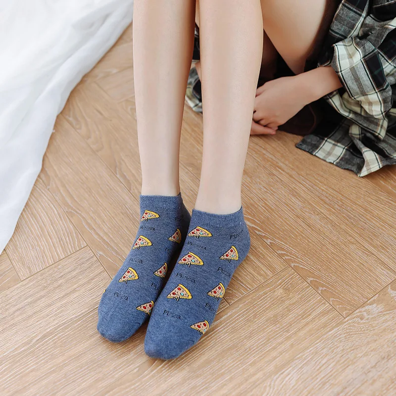 Забавные Хлопковые женские Носки с рисунком фри и гамбургера 5 пар носков в виде