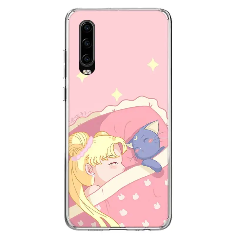 

Amine Sailor Moon Cute Pink Soft Silicone Phone Case For Huawei P30 P40 P20 P10 Mate 10 20 30 Lite Plus Pro P Smart Z + Coque Co