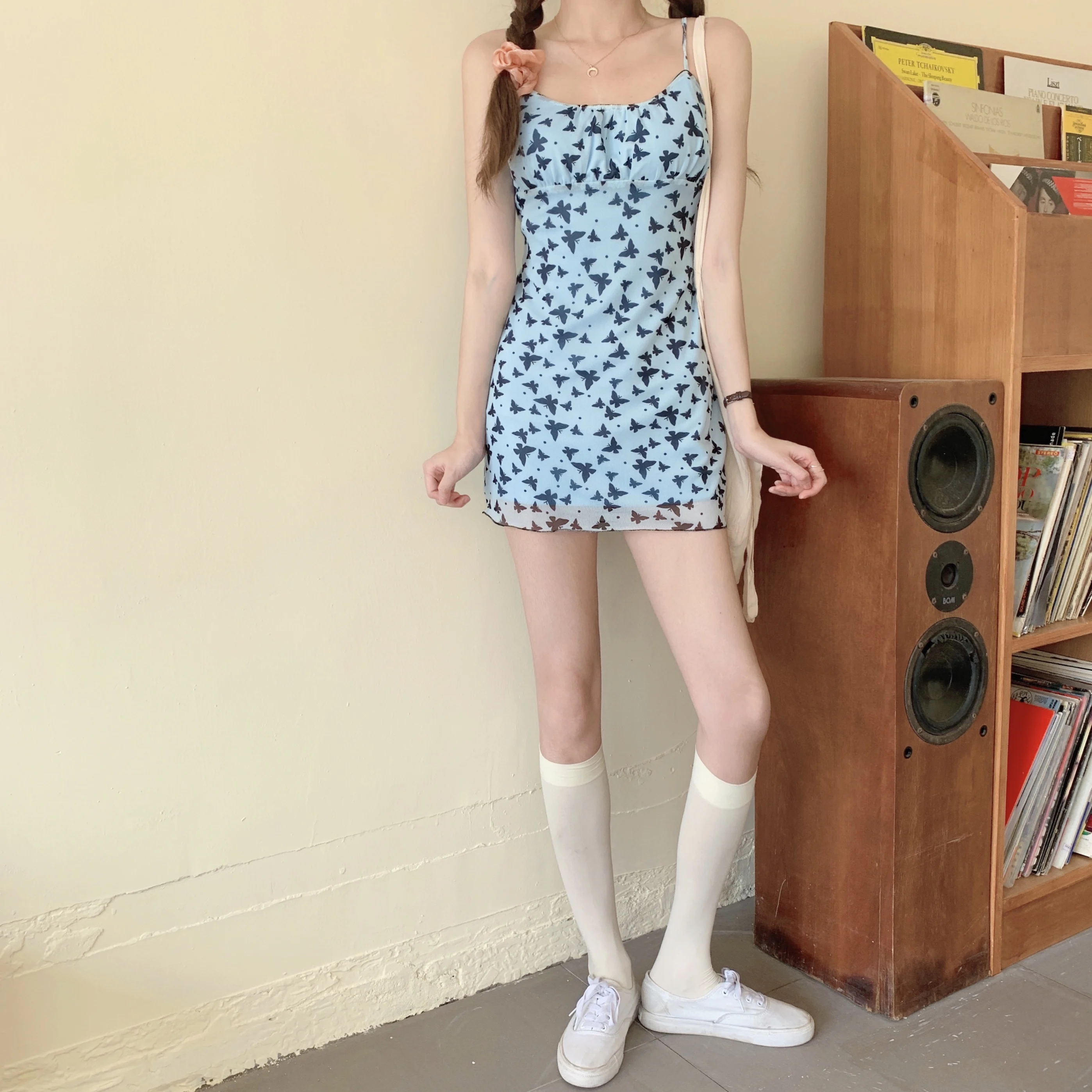 

New Fashion Summer Print Spaghetti Strap Bodycon Dress Women's Clothing Off Shoulder Mini-dresses Vintage Style Sleeveless