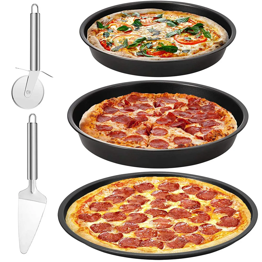 6/8/10 inch Pizza Baking Pan Non-stick Round Pizza Dish Plate Bakeware Pizza Tray Pie Platter Cooking Baking Form Accessorries