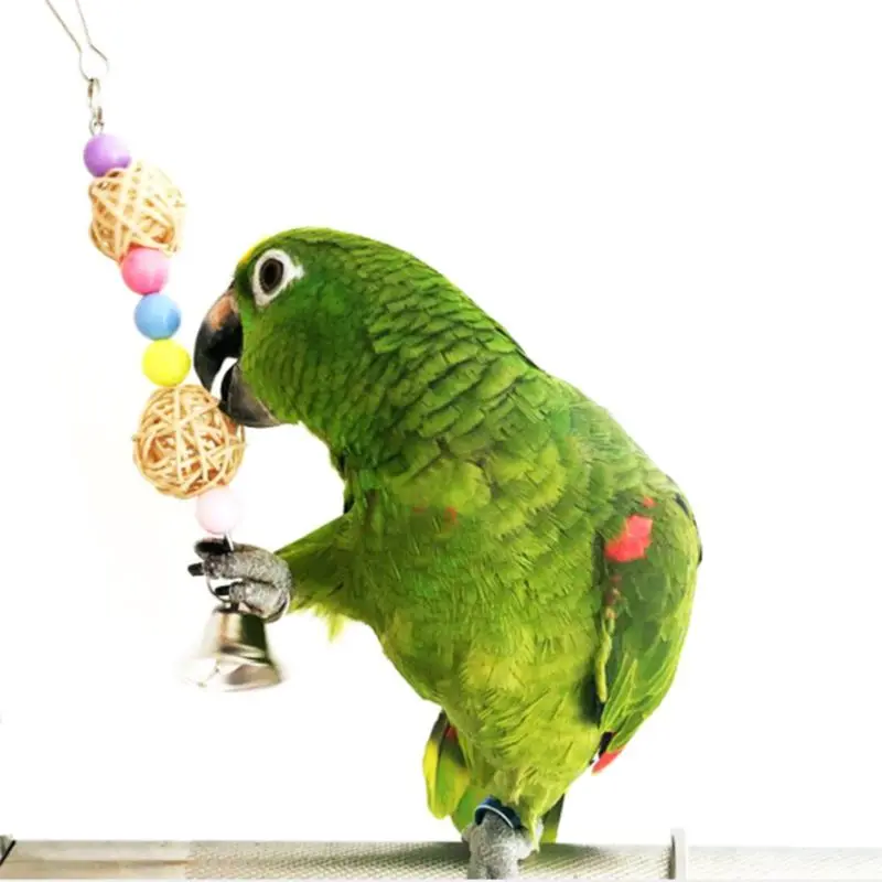 

15Pcs/Set Pet Parrot Wooden Swing Chewing Toys Hanging Bell Stand Perch Training Drop shipping